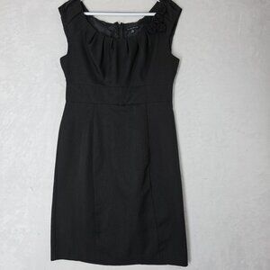 True Envy Little Black Sleeveless Dress Size 10 VTG 3D Flowers Cocktail Party